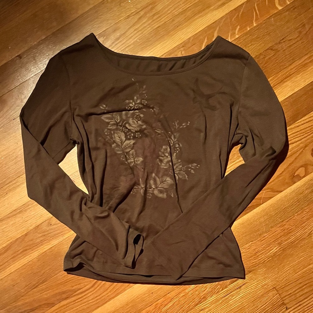 floral, bird pattern long sleeve, wide collar